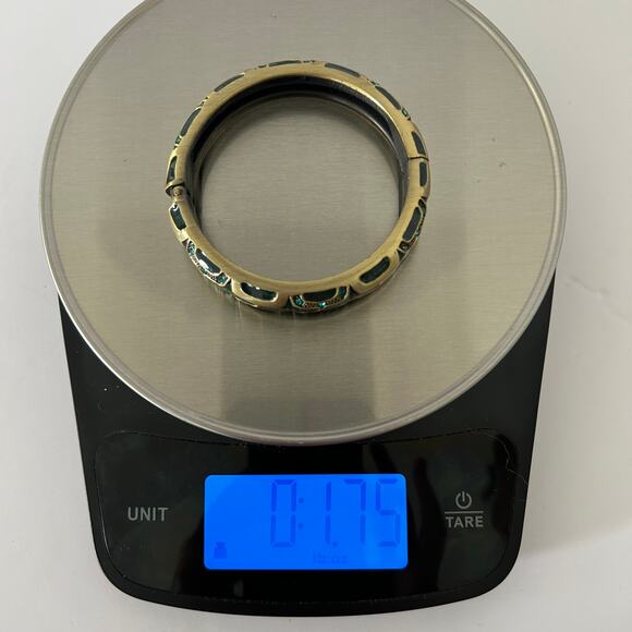 Vintage Enamel Rhinestone Bangle Bracelet Hinged 7" Diameter Costume Jewelry - Picture 7 of 7